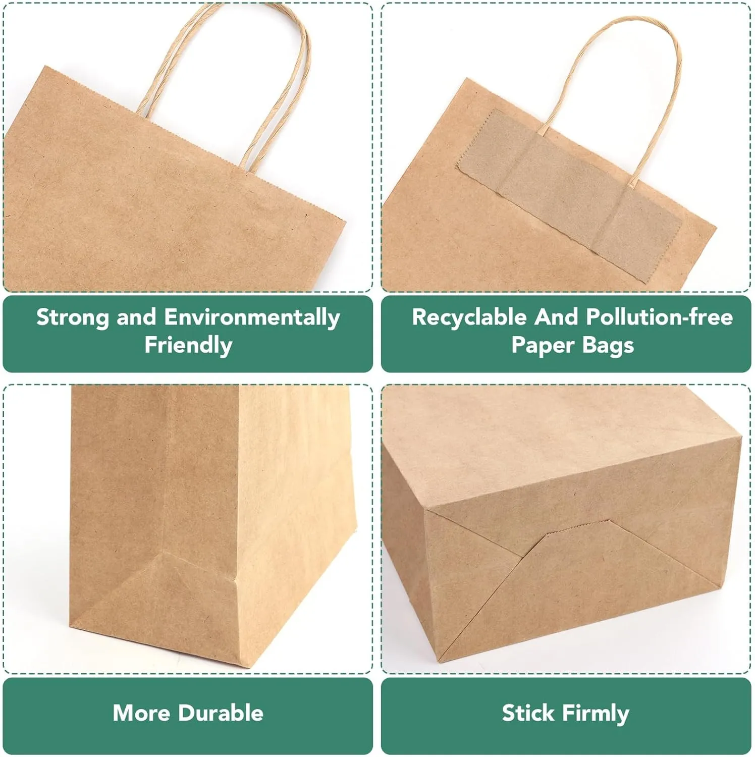 XPCARE 200Pack Paper Bags 8x4.5x10 Inch, Plain Medium Paper Bags with Handles Bulk, Kraft Paper Gift Bags, Retail Bags, Party Bags, Shopping Bags, Favor Bags (Brown)