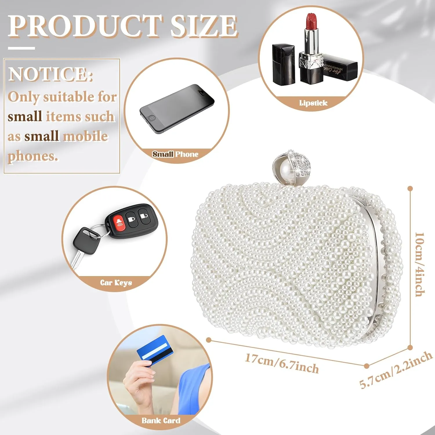 Xuhal Pearl Clutch Purse Women Evening Bag Beaded Handbag Artificial Pearl Bride Purse with Chain for Wedding 1920s Party