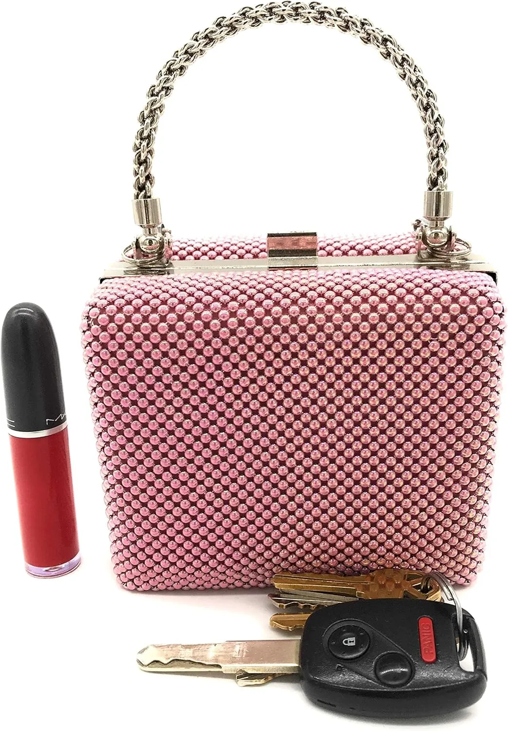 XX-Small clutch Metal beaded mesh evening box purse for Cocktail Party Prom Wedding Banquet