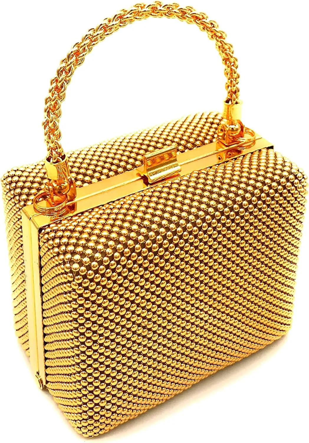 XX-Small clutch Metal beaded mesh evening box purse for Cocktail Party Prom Wedding Banquet