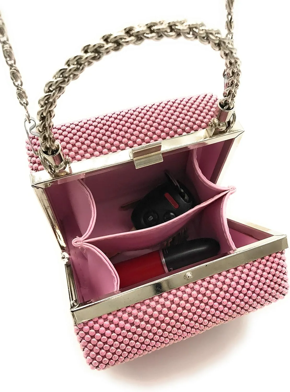 XX-Small clutch Metal beaded mesh evening box purse for Cocktail Party Prom Wedding Banquet
