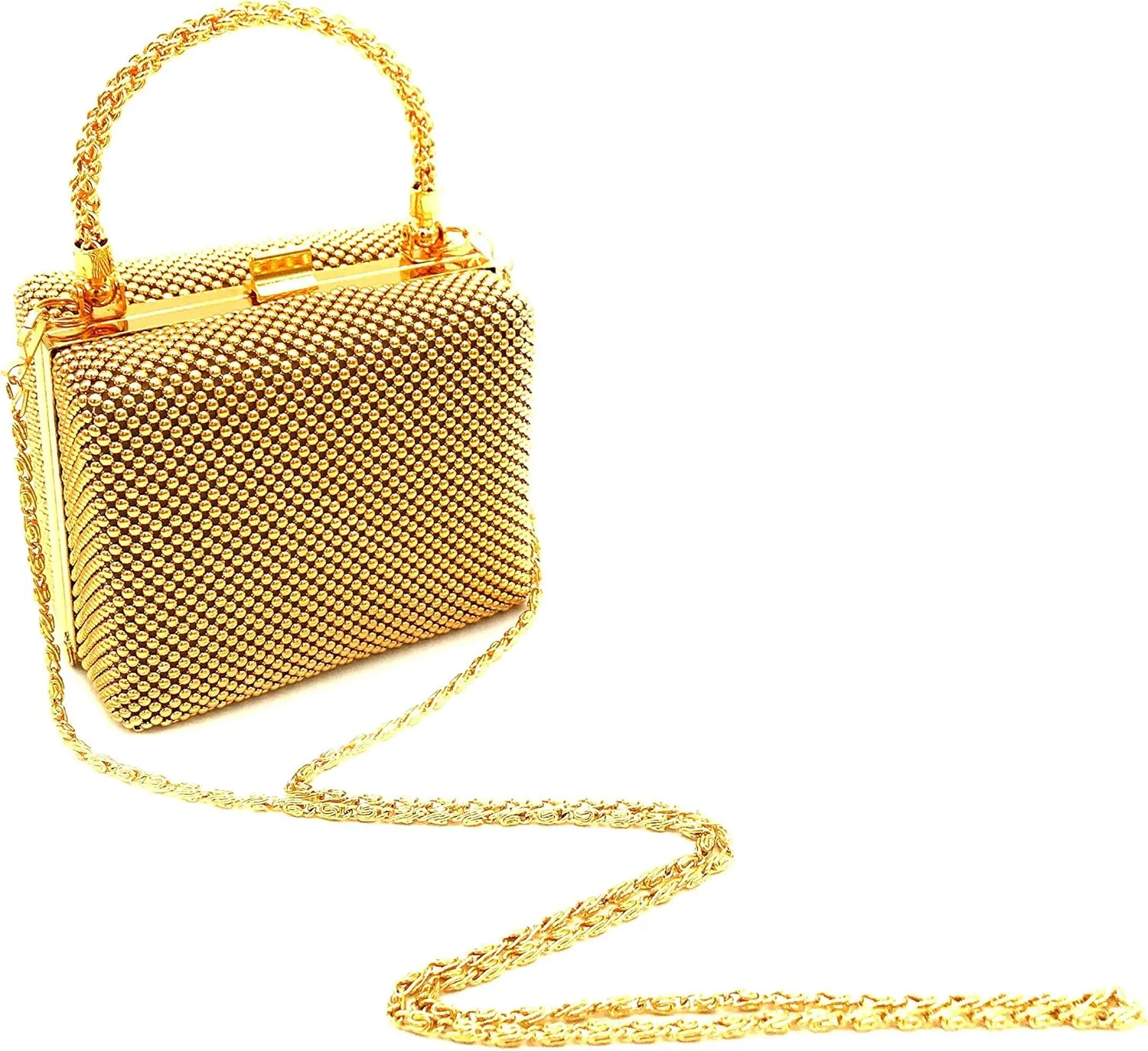 XX-Small clutch Metal beaded mesh evening box purse for Cocktail Party Prom Wedding Banquet