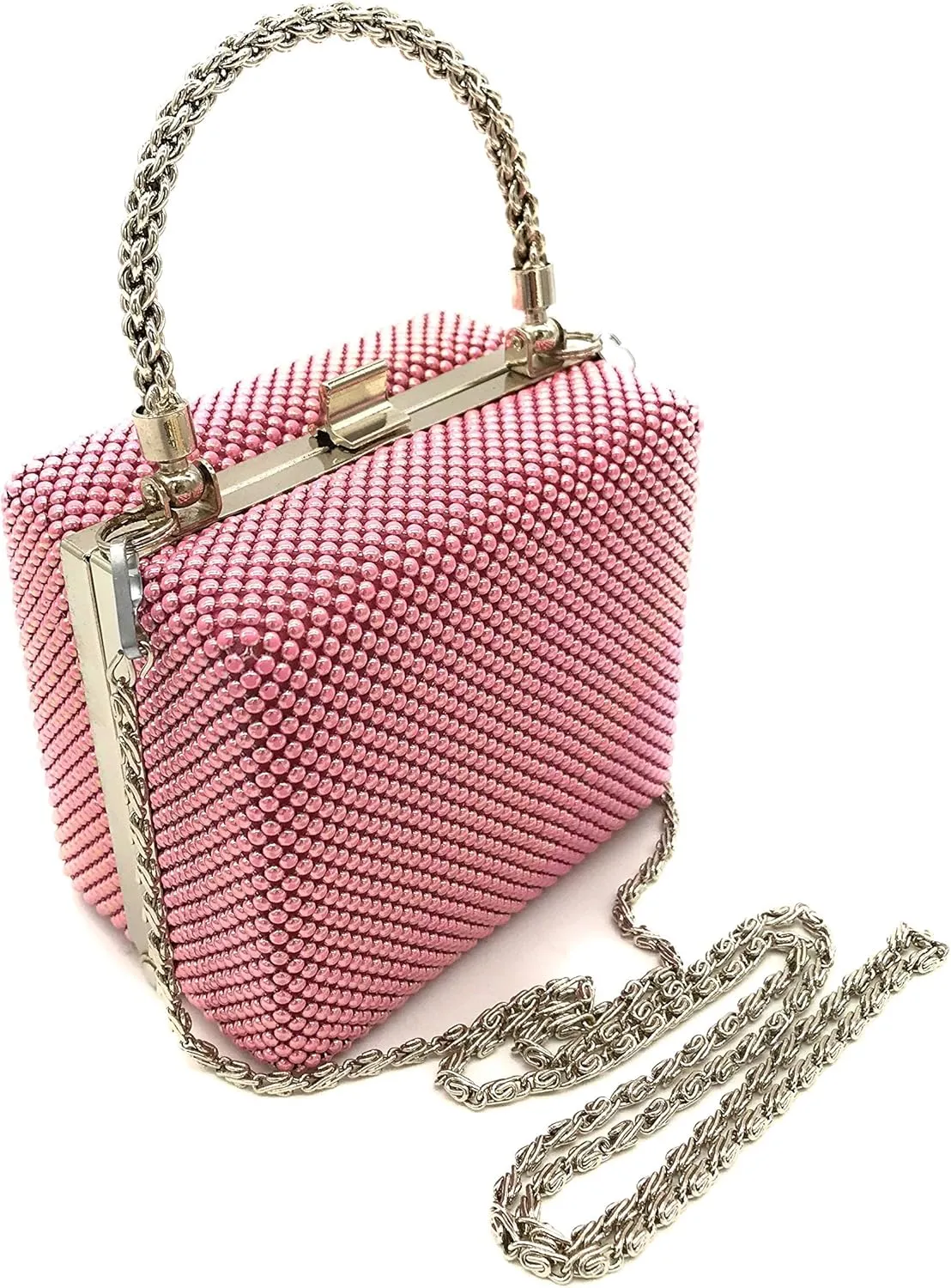 XX-Small clutch Metal beaded mesh evening box purse for Cocktail Party Prom Wedding Banquet
