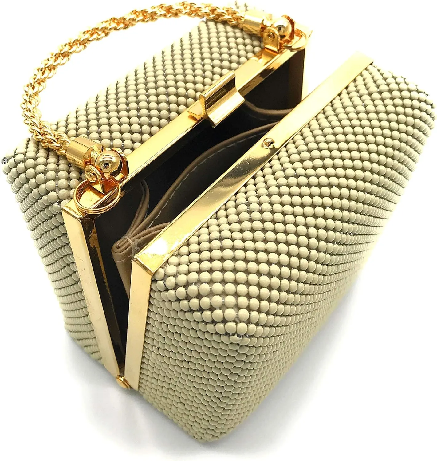 XX-Small clutch Metal beaded mesh evening box purse for Cocktail Party Prom Wedding Banquet