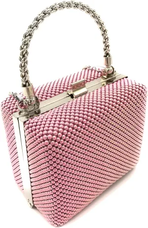XX-Small clutch Metal beaded mesh evening box purse for Cocktail Party Prom Wedding Banquet