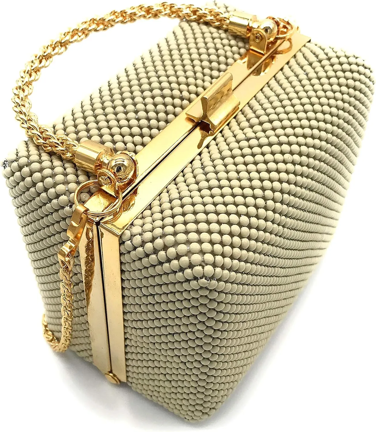 XX-Small clutch Metal beaded mesh evening box purse for Cocktail Party Prom Wedding Banquet