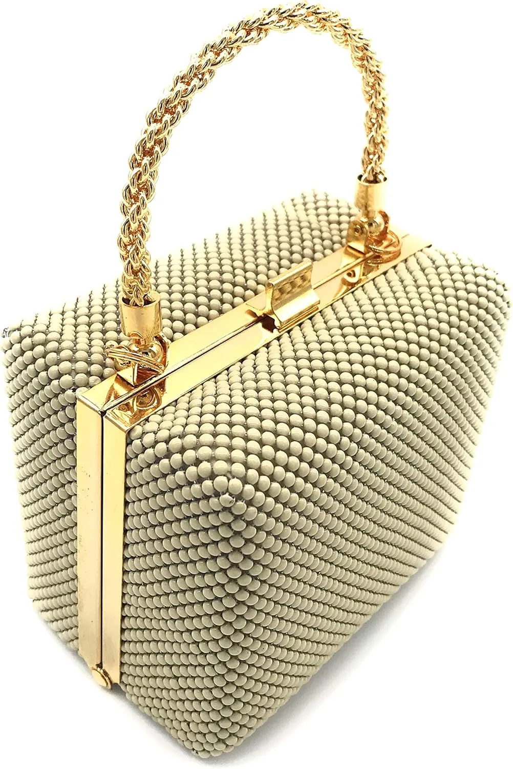 XX-Small clutch Metal beaded mesh evening box purse for Cocktail Party Prom Wedding Banquet