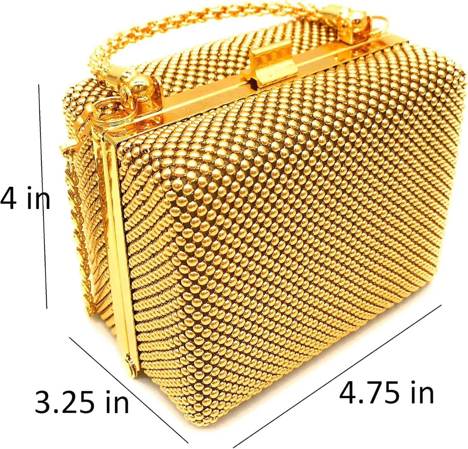XX-Small clutch Metal beaded mesh evening box purse for Cocktail Party Prom Wedding Banquet