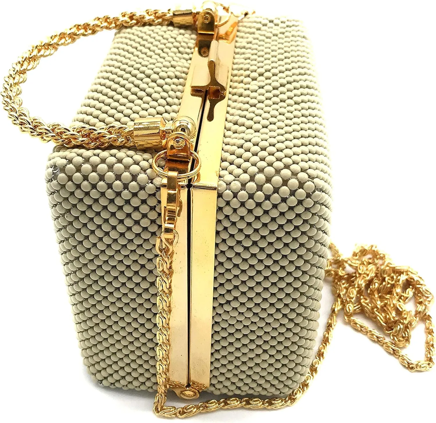 XX-Small clutch Metal beaded mesh evening box purse for Cocktail Party Prom Wedding Banquet