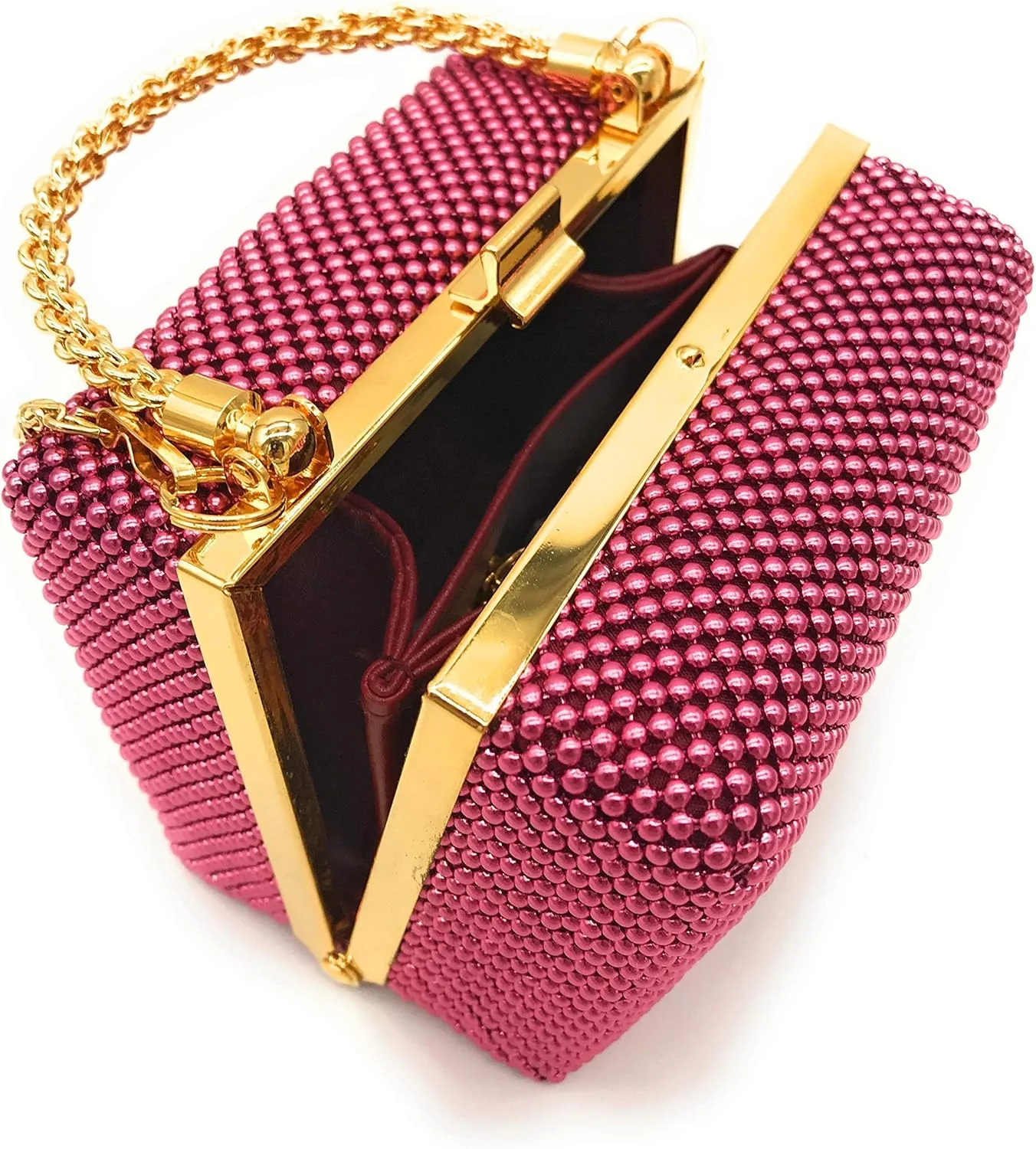 XX-Small clutch Metal beaded mesh evening box purse for Cocktail Party Prom Wedding Banquet