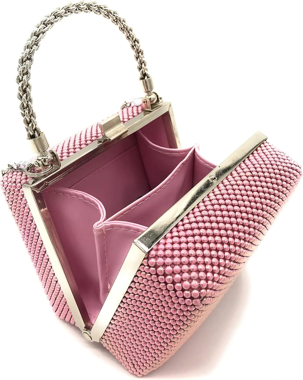 XX-Small clutch Metal beaded mesh evening box purse for Cocktail Party Prom Wedding Banquet