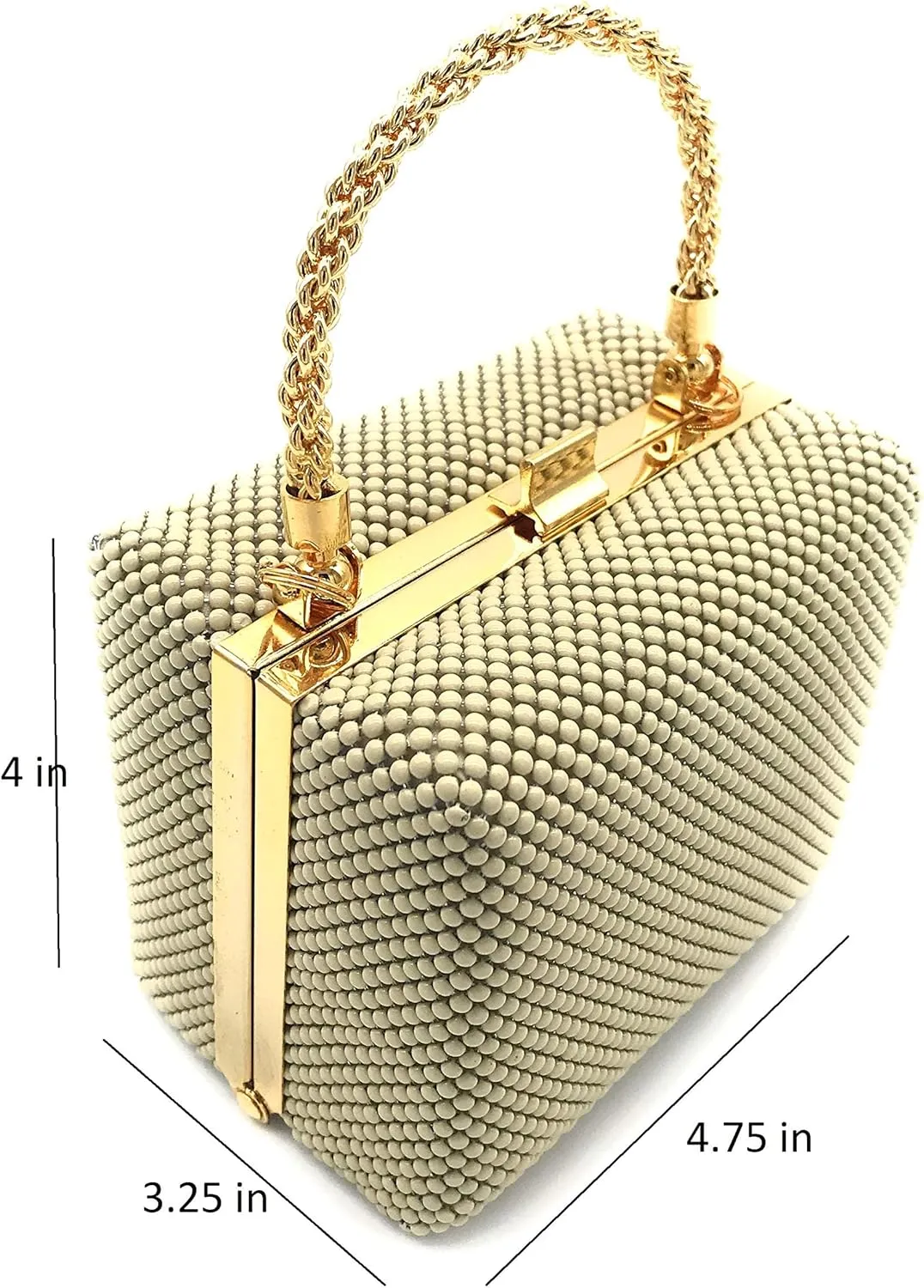XX-Small clutch Metal beaded mesh evening box purse for Cocktail Party Prom Wedding Banquet