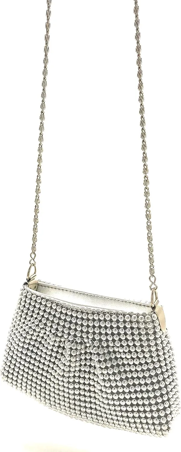 XXX-Small Women Clutch Metal Beaded Mesh Evening Purse