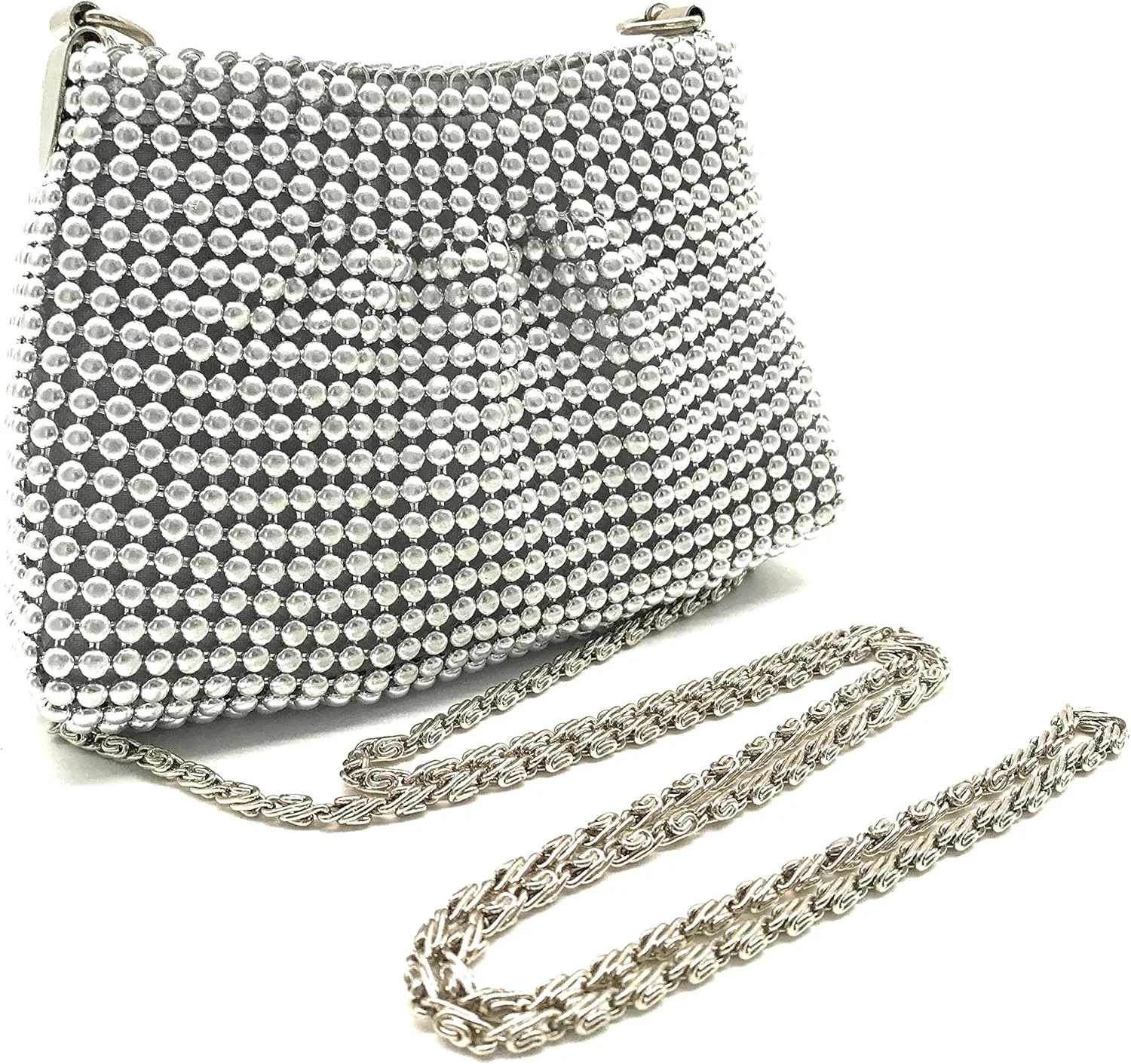 XXX-Small Women Clutch Metal Beaded Mesh Evening Purse