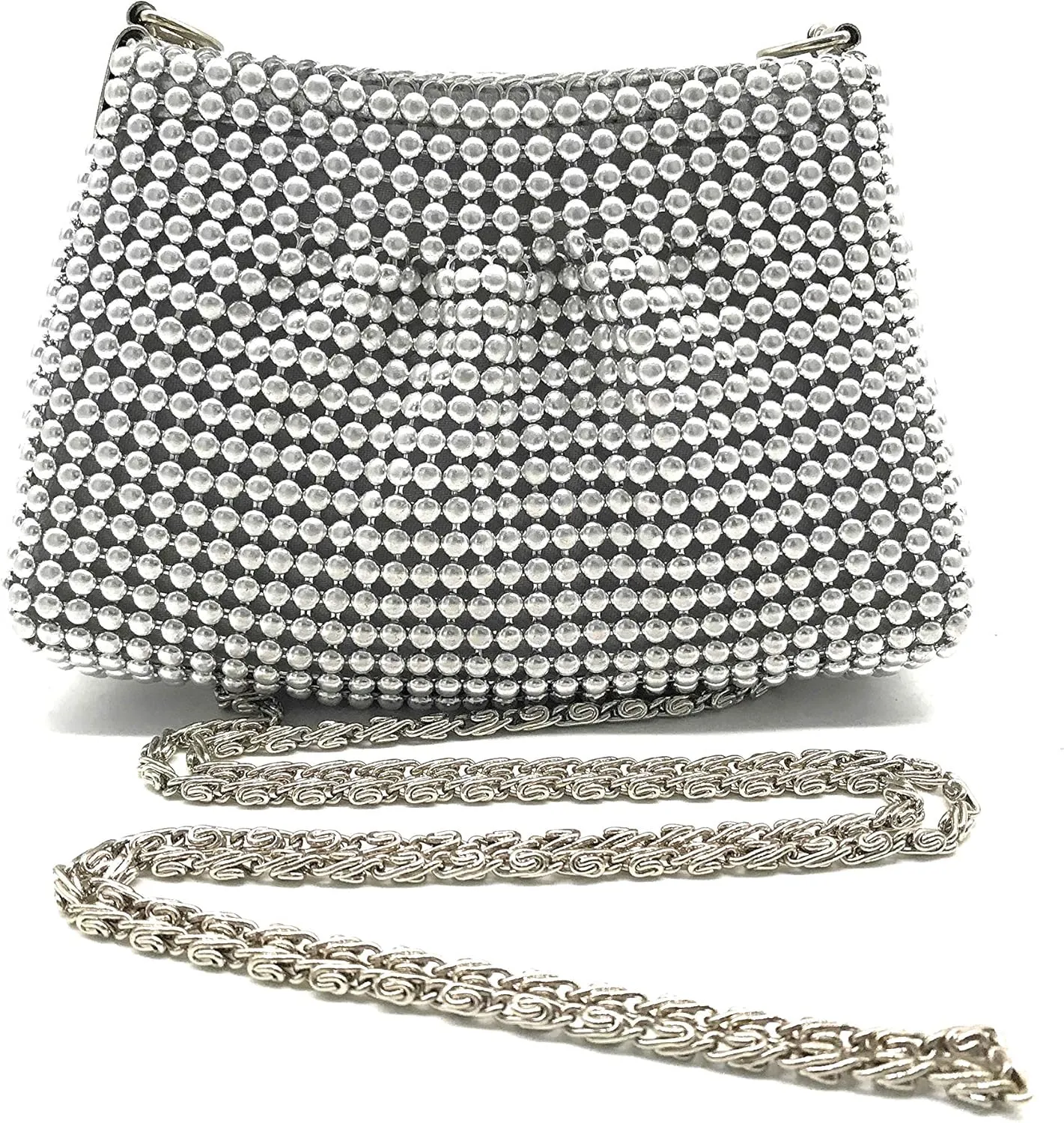 XXX-Small Women Clutch Metal Beaded Mesh Evening Purse