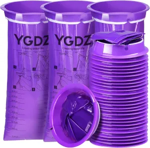 YGDZ 30 Pack Purple Disposable Emesis Bags for Travel, Motion Sickness, Aircraft, Car - Barf Bags