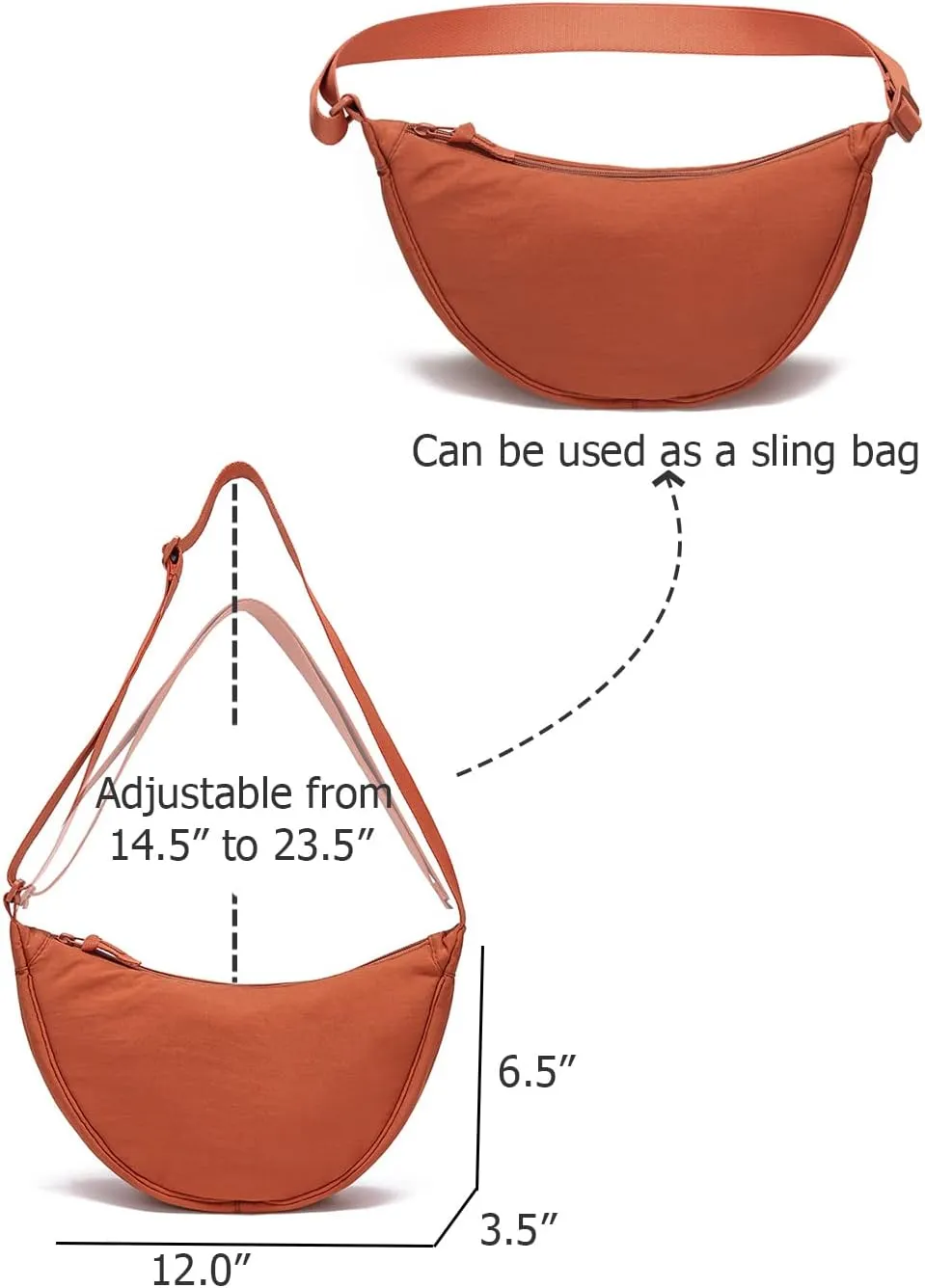 YIKOEE Crescent Bag for Women Men Small Sling Crossbody Bag with Half Moon Shape
