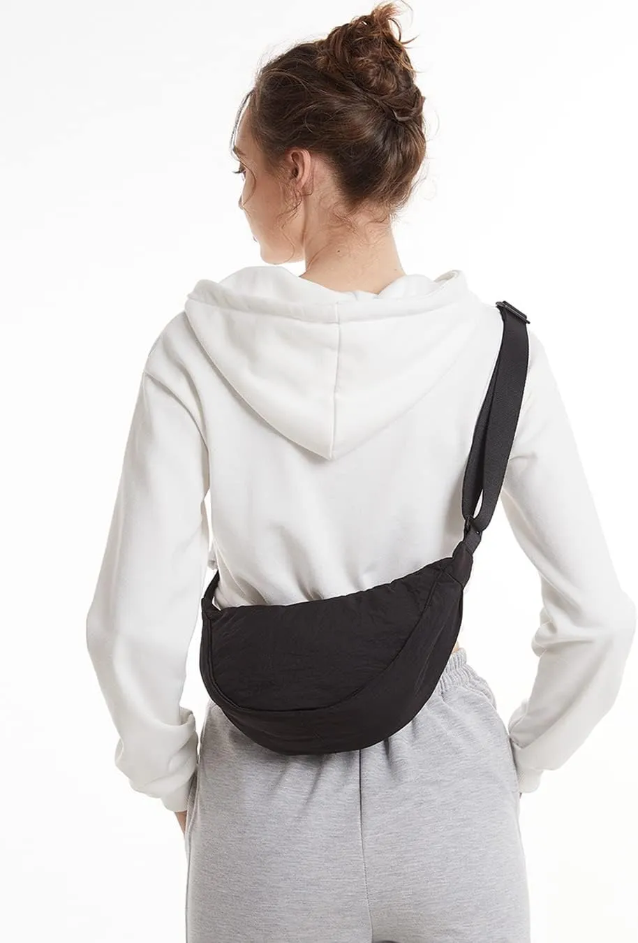 YIKOEE Crescent Bag for Women Men Small Sling Crossbody Bag with Half Moon Shape