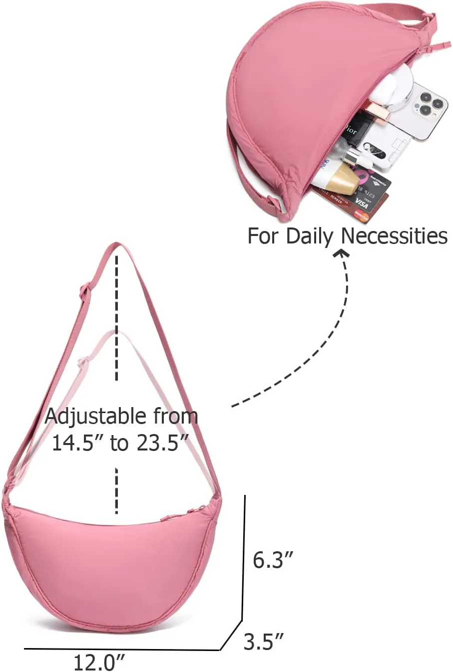 YIKOEE Crescent Bag for Women Men Small Sling Crossbody Bag with Half Moon Shape
