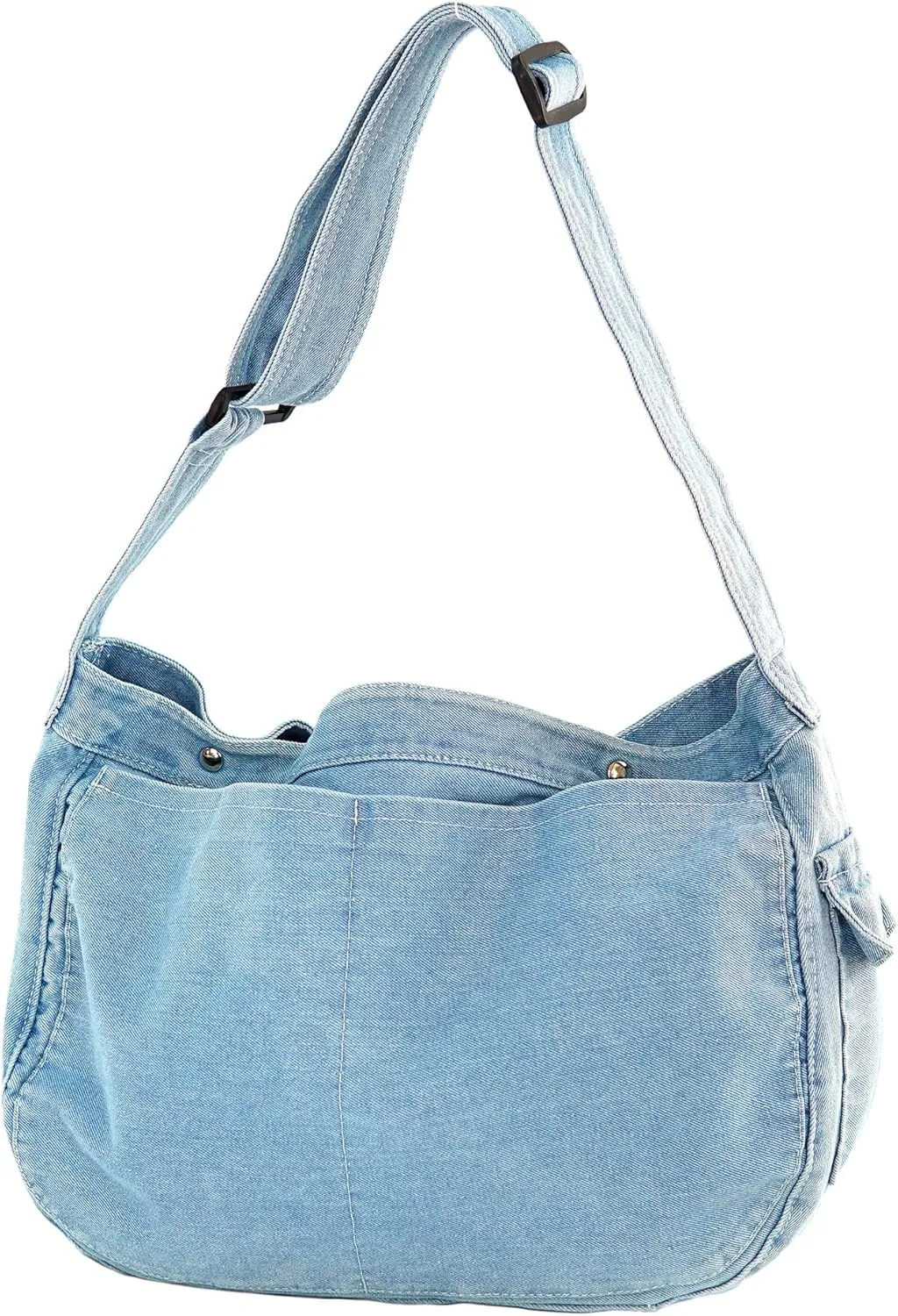 YunZh Denim Shoulder Bag for Women, Casual Style Lightweight Classic Retro Travel Shopper Hobo Bag