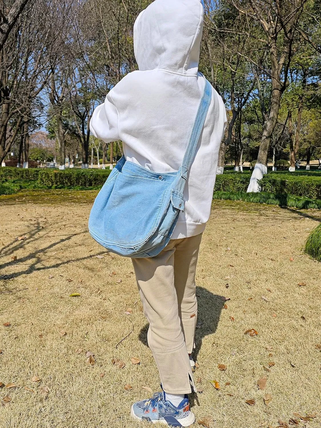 YunZh Denim Shoulder Bag for Women, Casual Style Lightweight Classic Retro Travel Shopper Hobo Bag