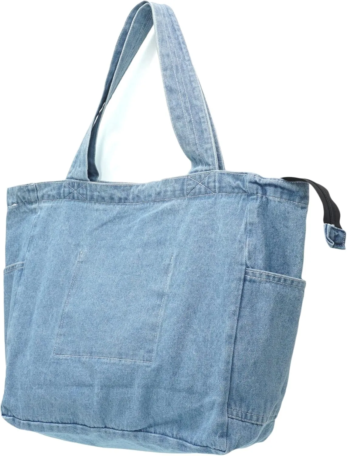 YunZh Denim Tote Bag Casual Style Lightweight Classic Retro Travel Shopper Shoulder Handbag