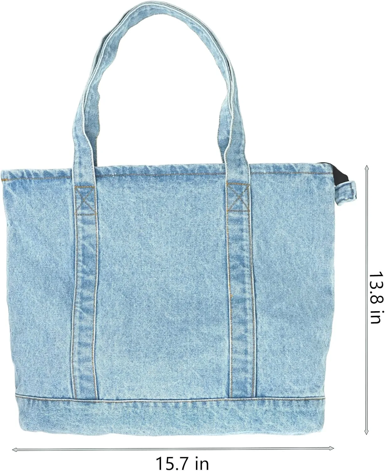 YunZh Denim Tote Bag Casual Style Lightweight Classic Retro Travel Shopper Shoulder Handbag