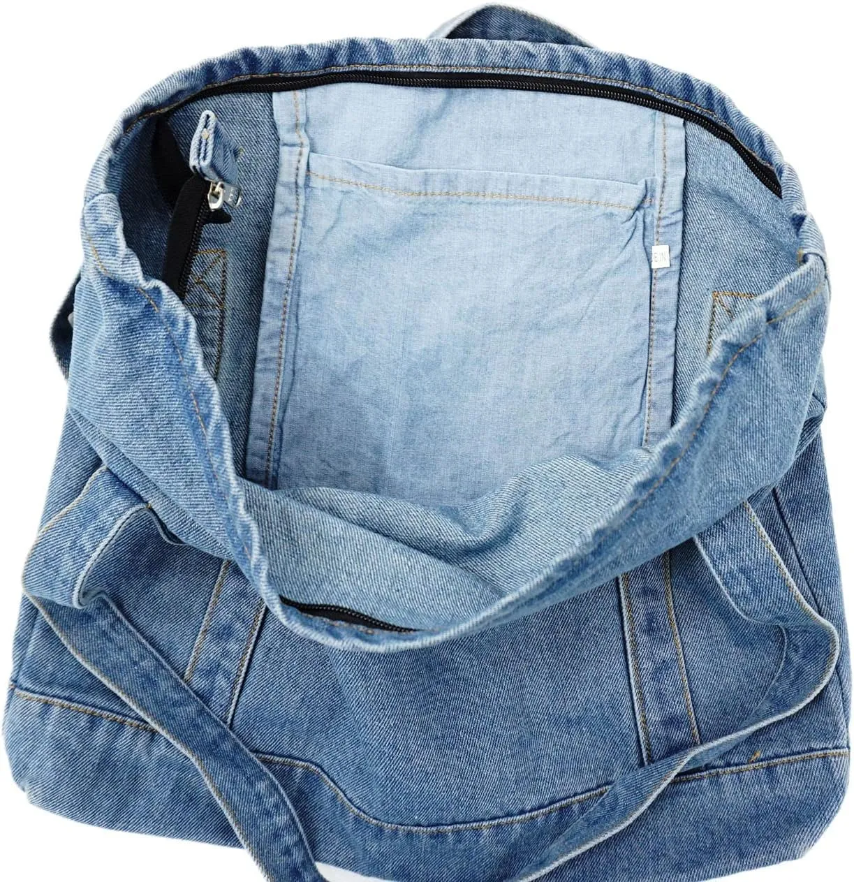 YunZh Denim Tote Bag Casual Style Lightweight Classic Retro Travel Shopper Shoulder Handbag