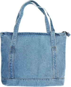 YunZh Denim Tote Bag Casual Style Lightweight Classic Retro Travel Shopper Shoulder Handbag