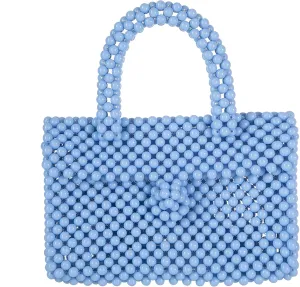 YUSHINY Women Acrylic Beaded Clutch Macaron Color Message Bag with Strap for Wedding Evening Party