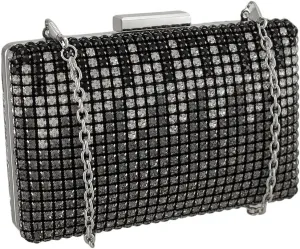 Zeckos Rhinestones And Snakeskin Clutch Purse w/Detachable Chain