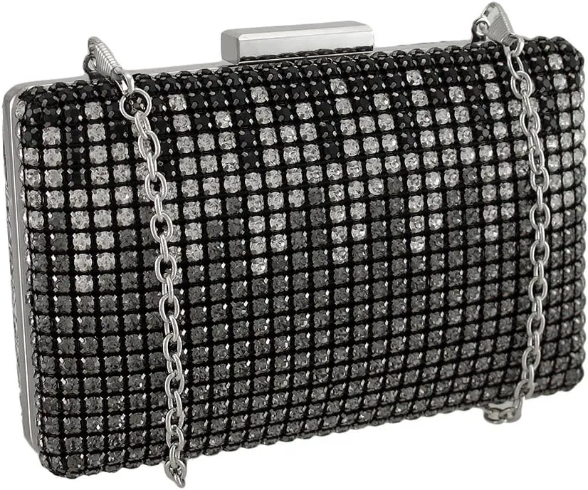 Zeckos Rhinestones And Snakeskin Clutch Purse w/Detachable Chain