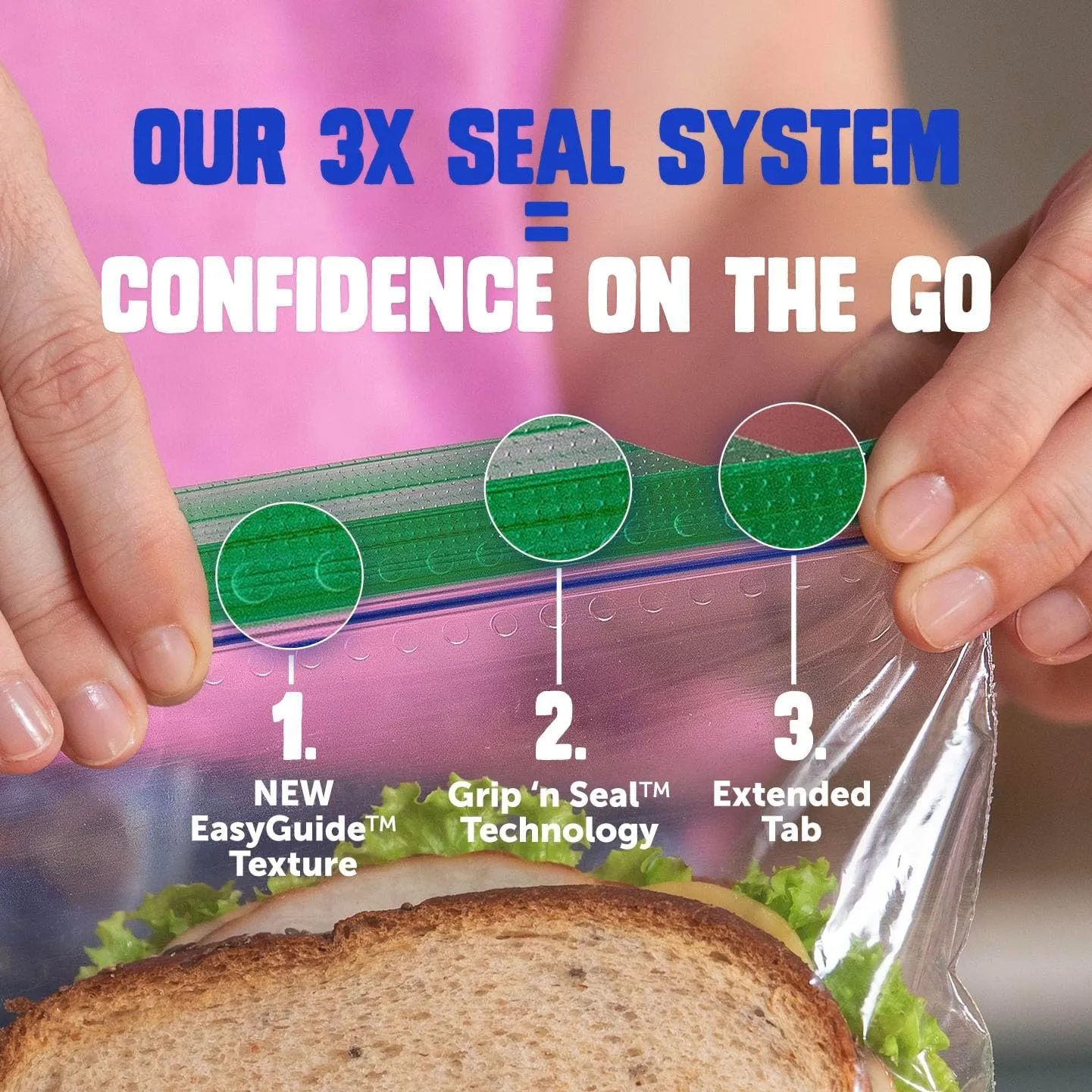 Ziploc Sandwich and Snack Bags with EasyGuide Texture, Plastic Storage Bags with Grip 'n Seal Technology, 270 Bags Total
