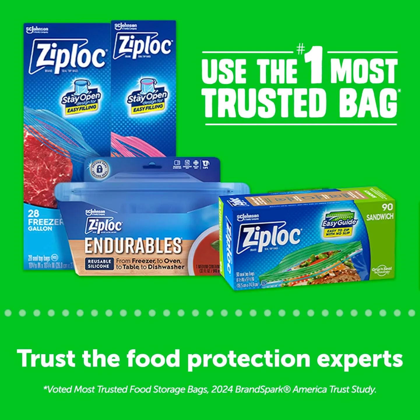 Ziploc Sandwich and Snack Bags with EasyGuide Texture, Plastic Storage Bags with Grip 'n Seal Technology, 270 Bags Total