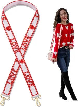 ZOLEAROPY Heart Purse Strap Valentines Day Love Heart Beaded Crossbody Shoulder Bag Strap Valentine Concert Strap Accessory