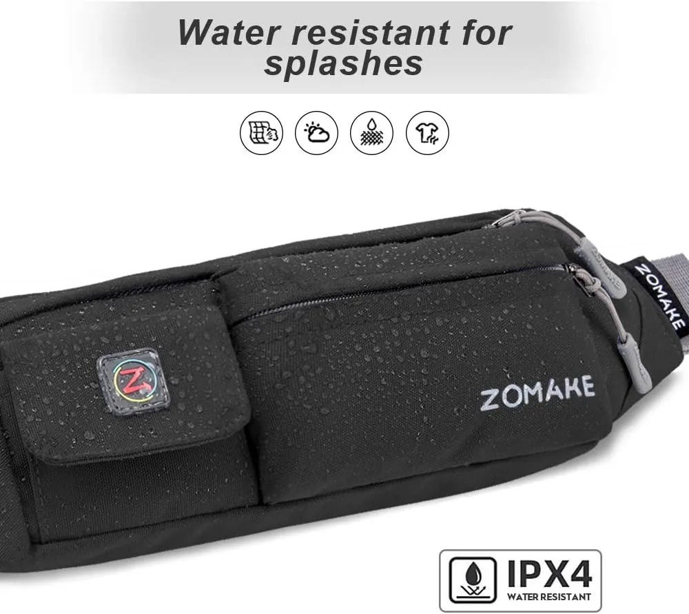 ZOMAKE Small Crossbody Fanny Pack for Women Men, Runner Belt Bag with Adjustable Strap, Water Resistant Waist Bag for Running