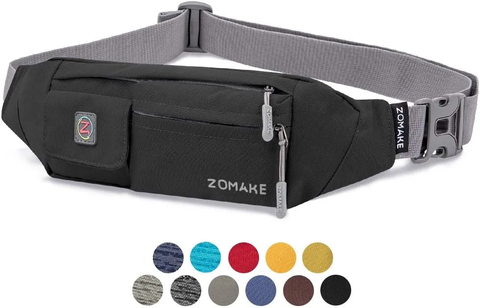 ZOMAKE Small Crossbody Fanny Pack for Women Men, Runner Belt Bag with Adjustable Strap, Water Resistant Waist Bag for Running