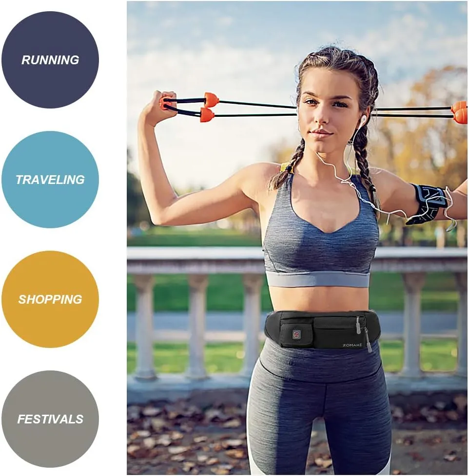 ZOMAKE Small Crossbody Fanny Pack for Women Men, Runner Belt Bag with Adjustable Strap, Water Resistant Waist Bag for Running