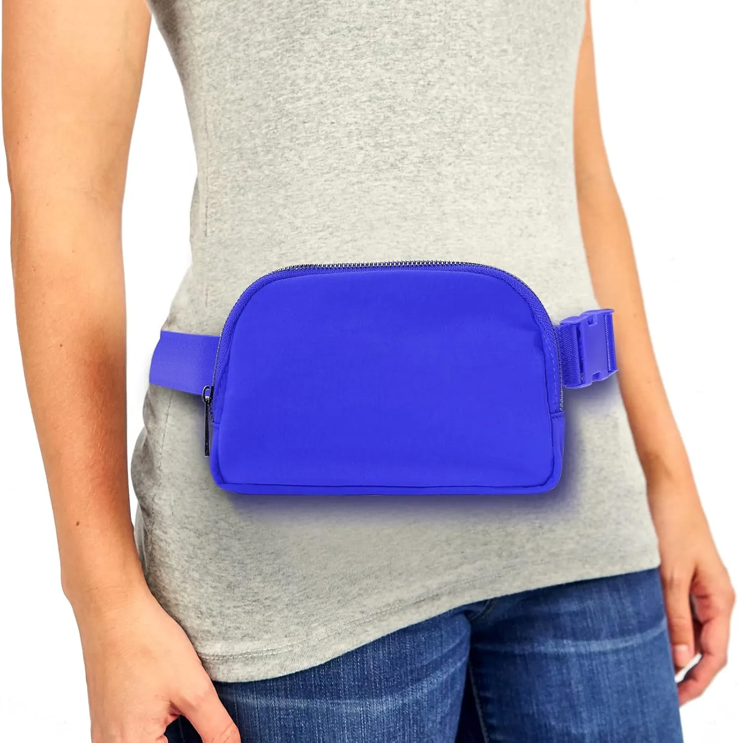 ZOPPEN Fanny Packs for Women Mini Belt Bag, Small Waist Bag Water Proof Fanny Pack Crossbody with Adjustable Strap, Everywhere Belt Bag Dupes for Travel Running Hike Work Out, Blue