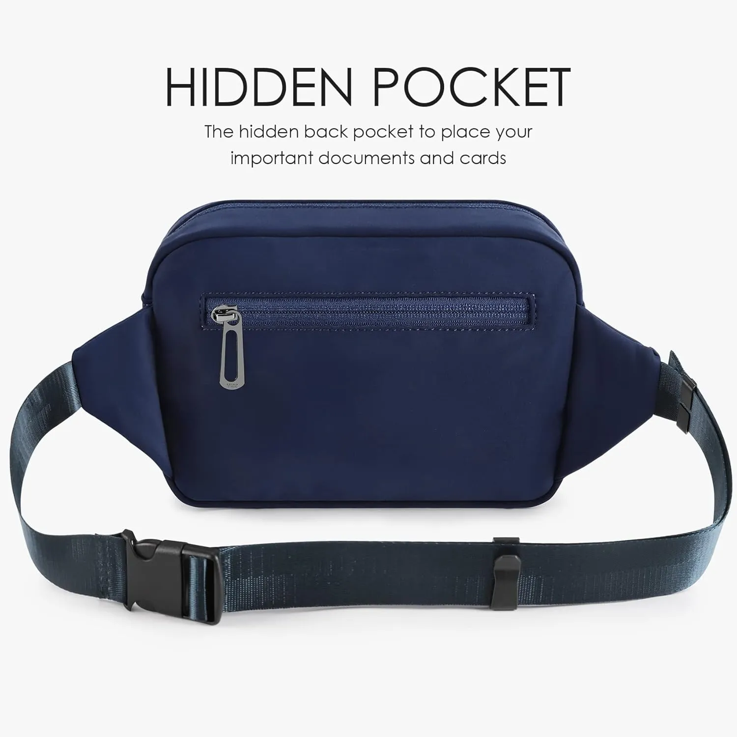 ZORFIN Fanny Packs for Women Men, Belt Bag with 5 Zipper Pockets, Fashion Waist Pack Crossbody Bag with Adjustable Belt for Travel/Shopping/Hiking/Running/Cycling (Blue, Gray Zipper)