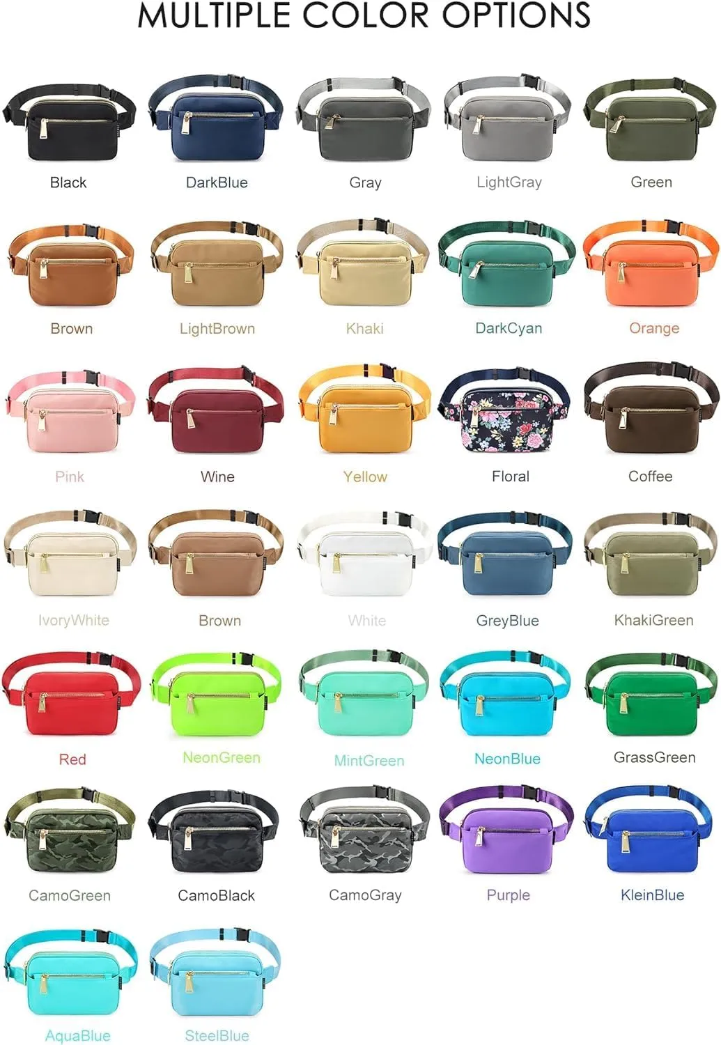 ZORFIN Fanny Packs for Women Men: Crossbody Belt Bag with Adjustable Strap - Fashion Waist Packs for Workout Running Traveling Hiking Black