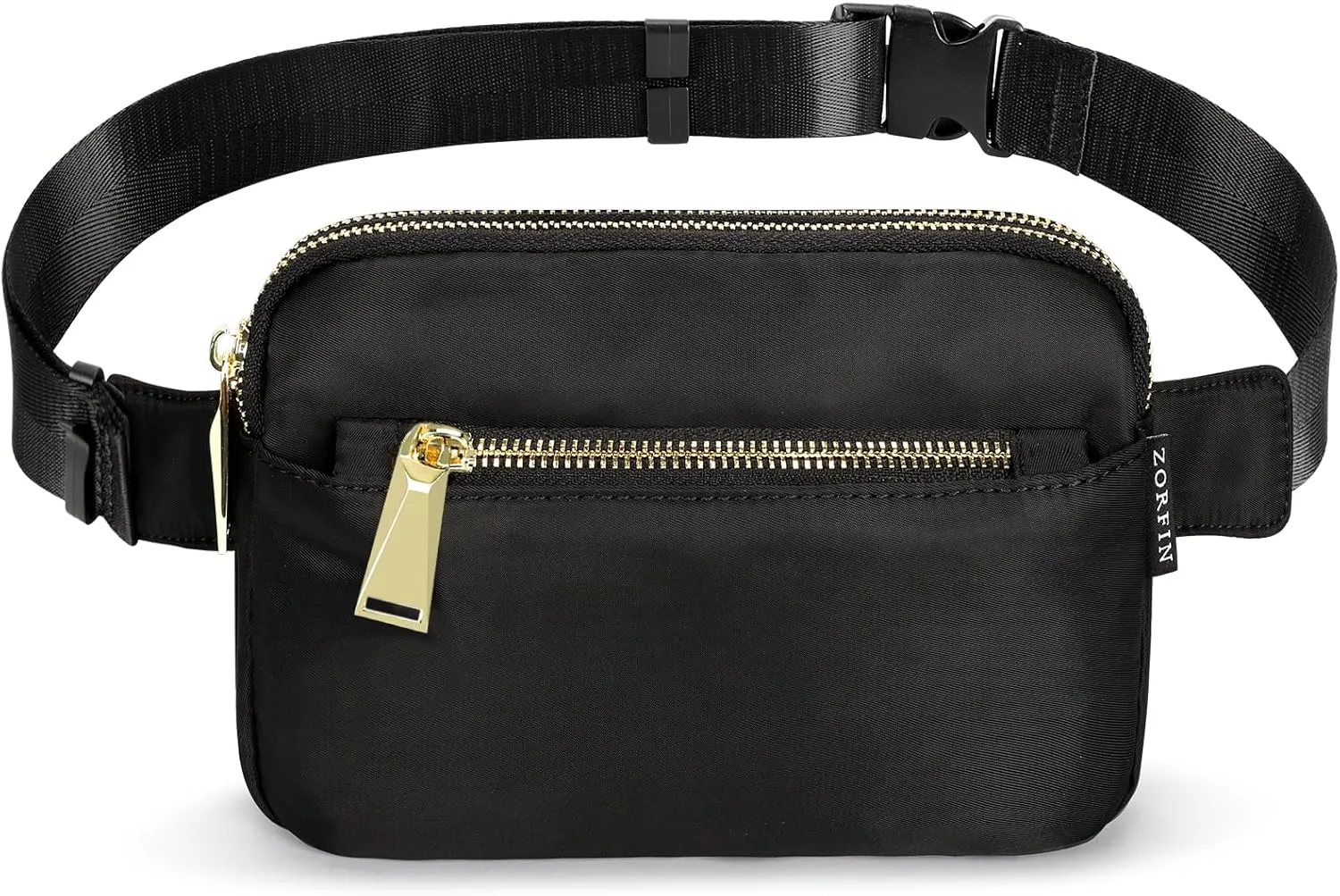 ZORFIN Fanny Packs for Women Men: Crossbody Belt Bag with Adjustable Strap - Fashion Waist Packs for Workout Running Traveling Hiking Black