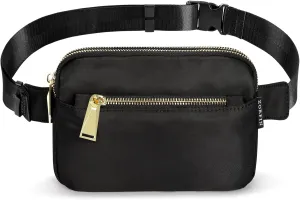ZORFIN Fanny Packs for Women Men: Crossbody Belt Bag with Adjustable Strap - Fashion Waist Packs for Workout Running Traveling Hiking Black